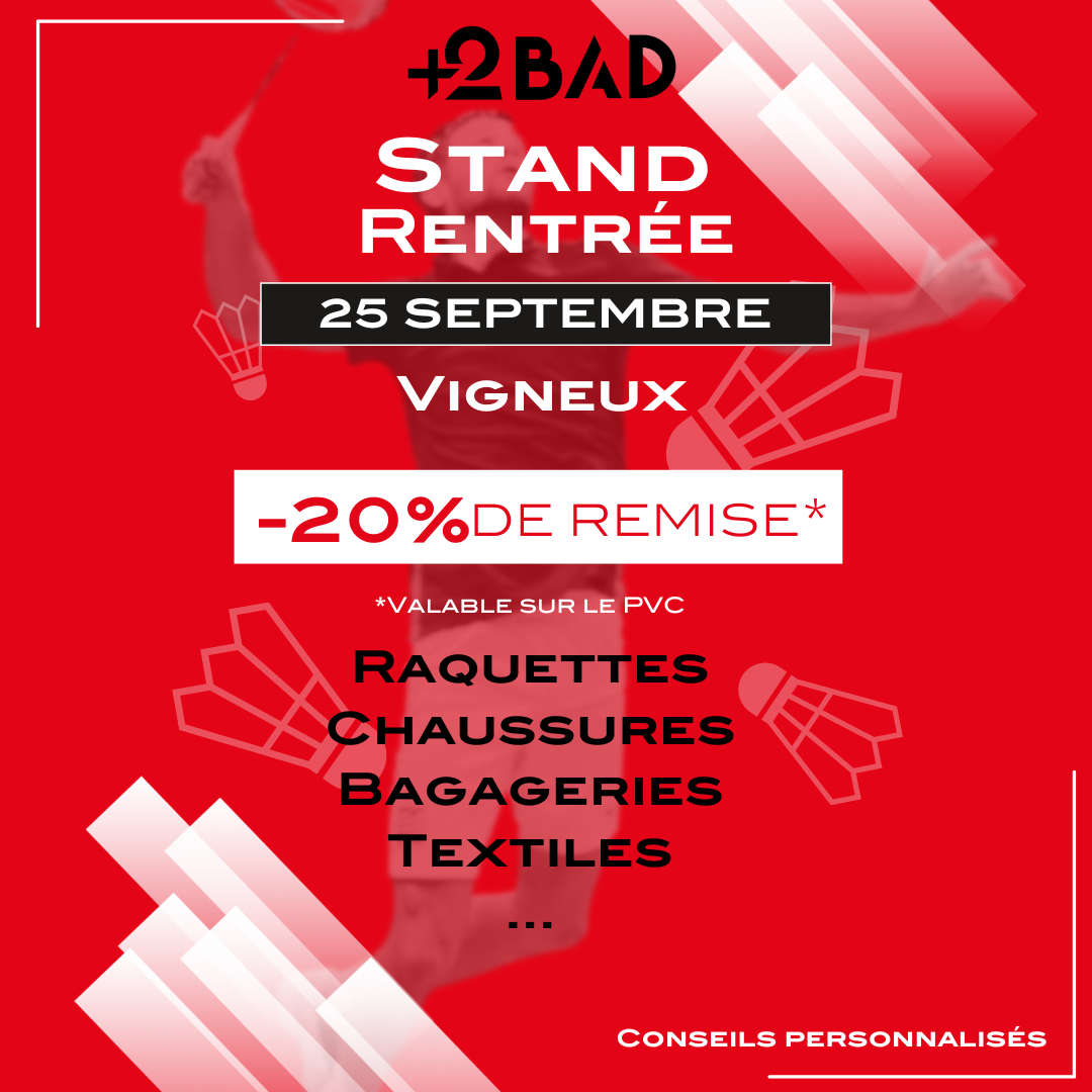 Stand +2bad au gymnase le lundi 25 septembre de 19h30 à 21h30