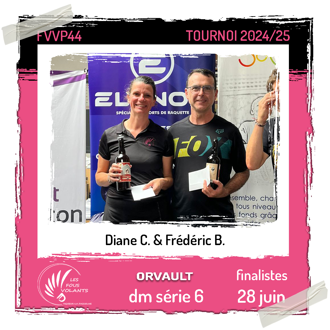 Les Fous Volants finalistes en double mixte série 6 à Orvault Challenge Tilagone