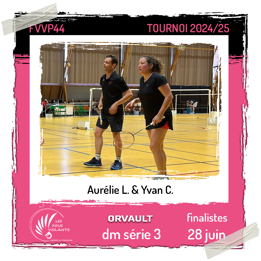Les Fous Volants finalistes en double mixte série 3 à Orvault Challenge Tilagone