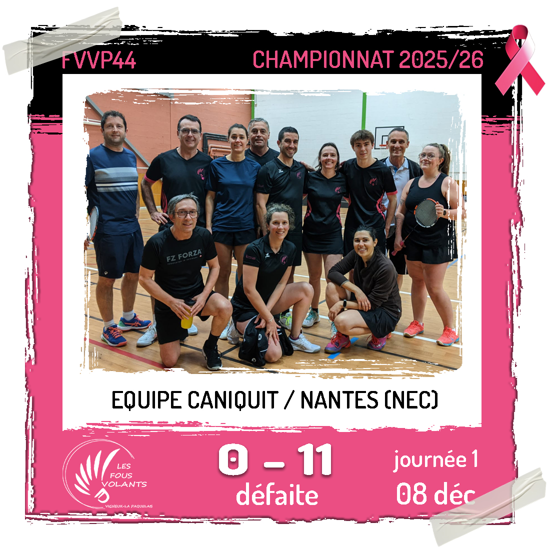 Rencontre J1 de la CANIQUIT : Vigneux contre Nantes (défaite)