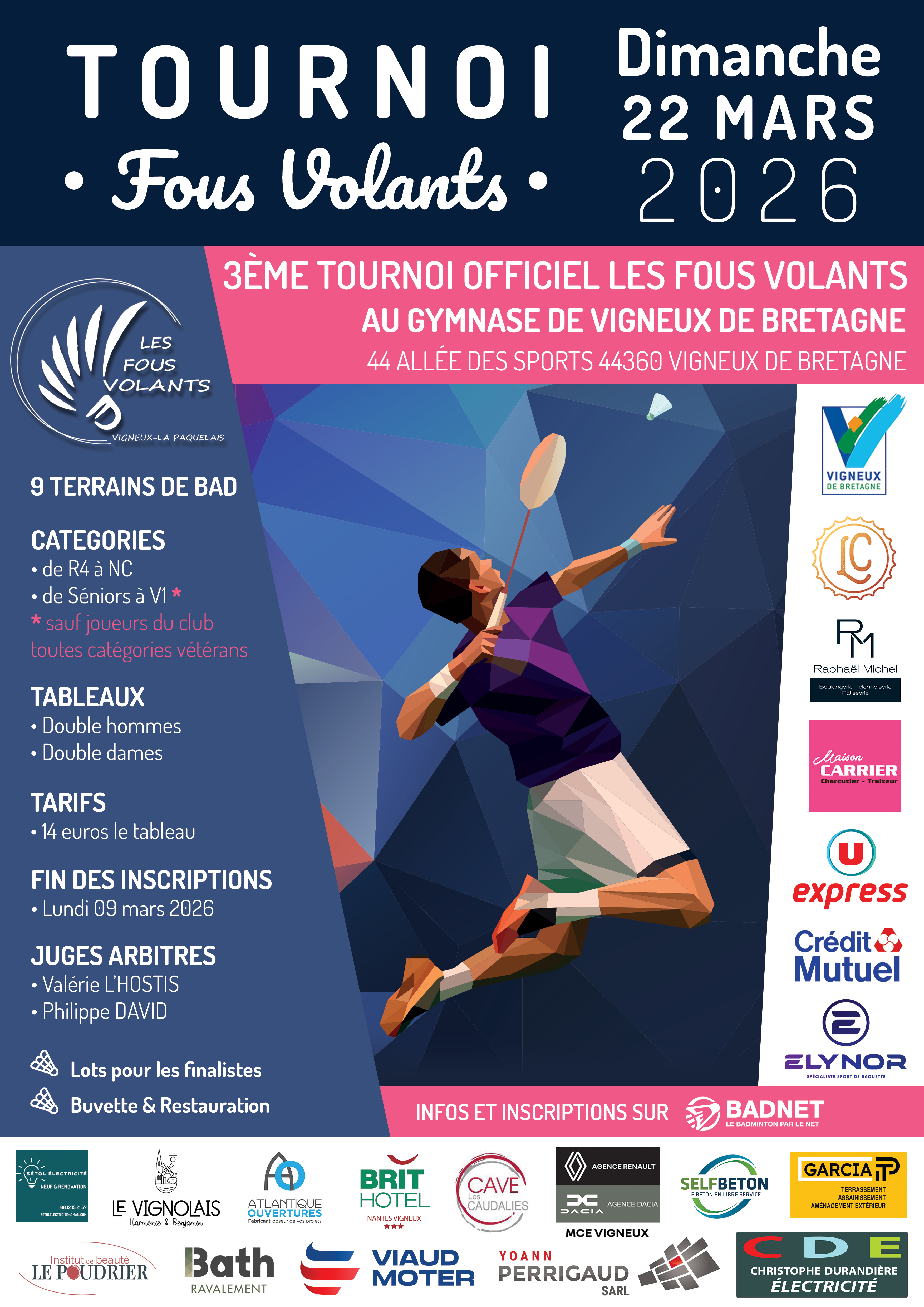 3ème tournoi officiel adultes du club Les Fous Volants