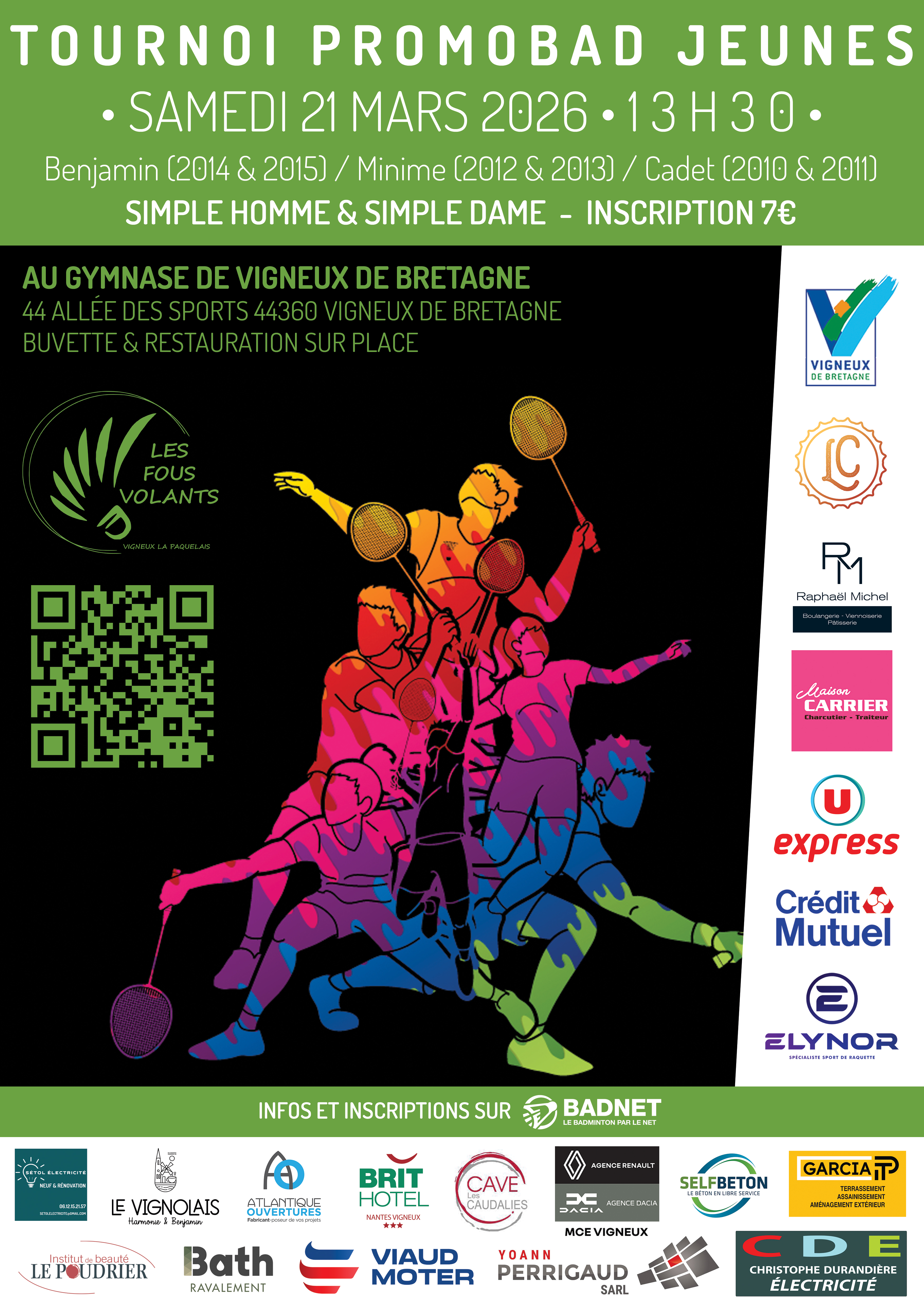 2ème tournoi jeunes du club Les Fous Volants (1er PromoBad)