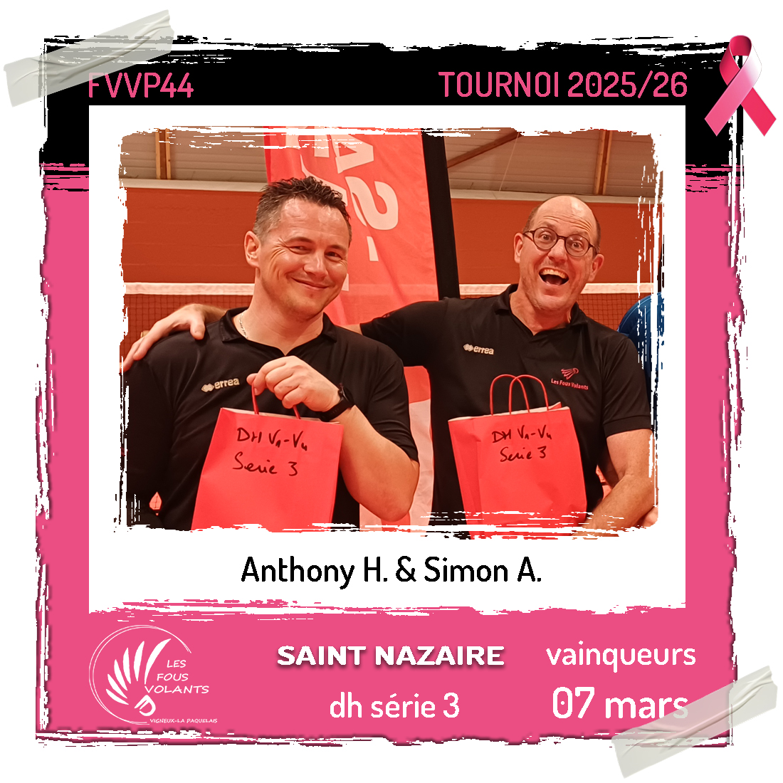 Victoire en double homme série 3 à Saint Nazaire