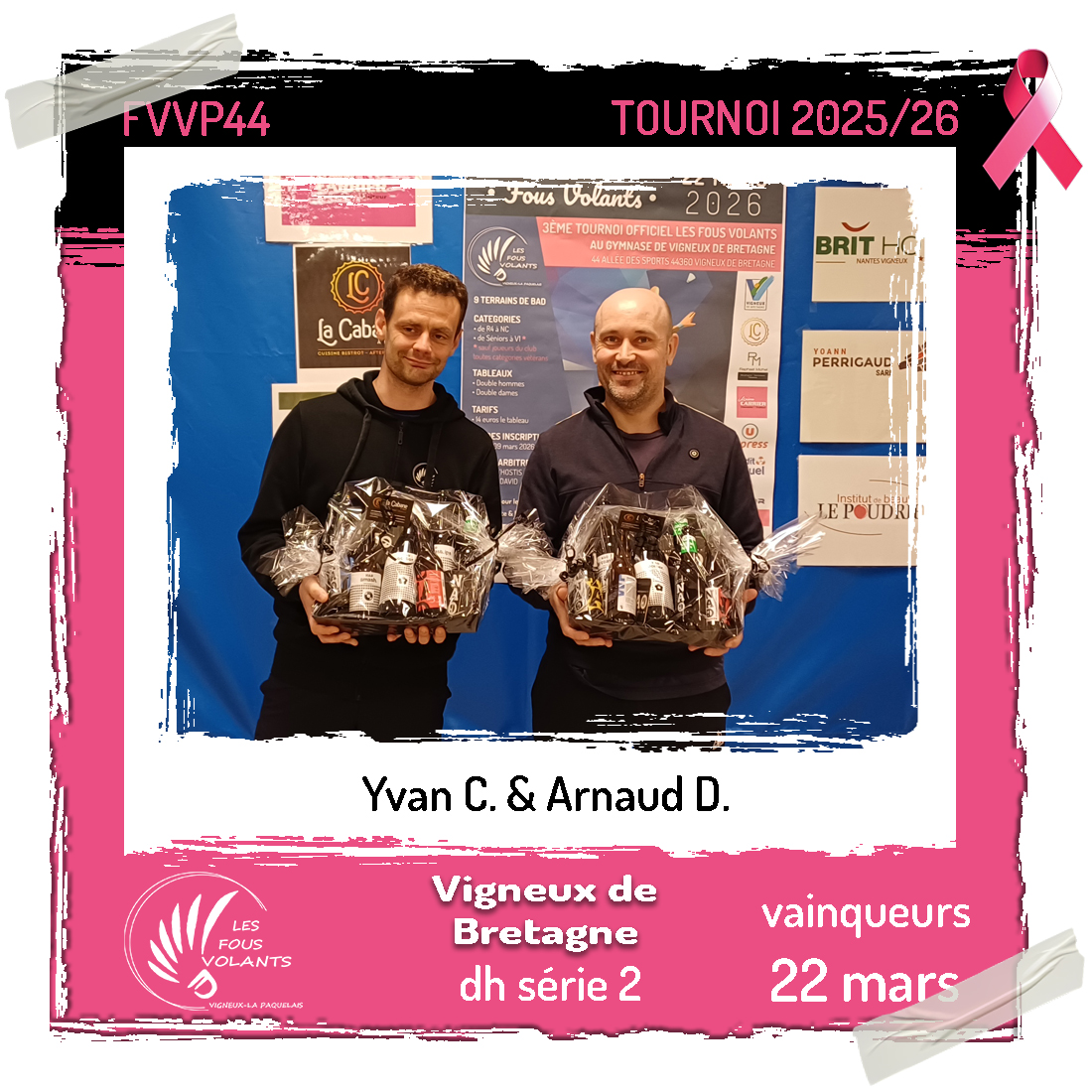 Victoire en double homme série 2 à Vigneux de Bretagne