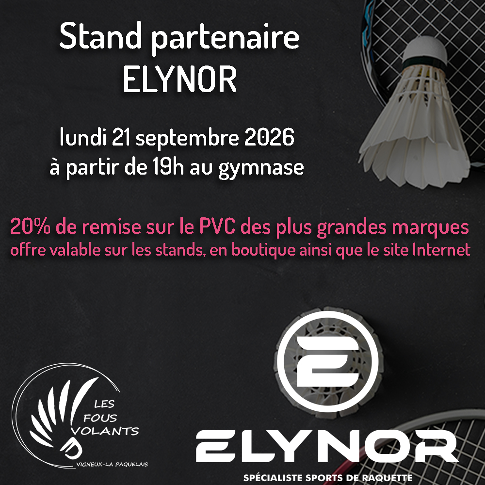 Stand Elynor au gymnase le lundi 21 septembre 2026 à partir de 19h